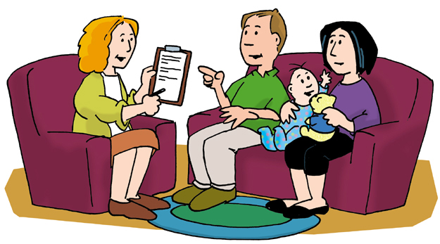 house visit case worker comic cartoon